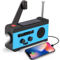 CrazyFire Solar Hand Crank NOAA Weather Radio, Emergency Radio with LED Flashlight and 2000mAh Portable Smart Phone Charger