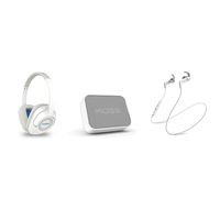 Koss Wireless Bluetooth Bundle White, BT539iW Over-Ear Headphone with Remote and in-line Microphone, BTS1W Portable Speaker, BT190iW Earbuds with in-Line Microphone and Touch Controls