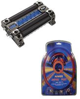 New BOSS CAP8 8 Farad LED Digital Car Power Capacitor Cap + 4 Gauge Wiring Kit
