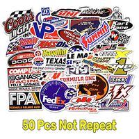 Racing Sticker Decorations for Motorcycle Skateboard Helmet (50PCS) Vinyl Waterproof Stickers and Decals for Laptop Bike Bicycle Cars Bumper Stickers Pack