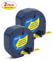 Label Orison Replace for Dymo Label Maker Letratag Tape Refills 91332 S0721620 LT Plastic Cassette Black on Yellow,1/2 Inch X 13Feet,2Pack