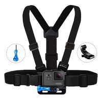 MiPremium Chest Mount Harness Compatible with GoPro Hero 8 7 6 5 4 3 3+ 2 Fusion Session Black Silver & AKASO EK7000 Sjcam Sports Cameras Adjustable Body Strap + Jhook & Aluminum Thumbscrew Accessory