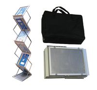 Tektrum Portable Foldable Metal Literature Rack Display Holder Stand w/Carry Bag, Pop-up Magazine Brochure Catelog Rack, Light Weight, for Trade Show Booth Office Retail Store Showroom (6 Pockets)