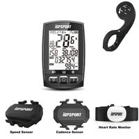Wireless GPS Bike Computer, iGPSPORT Cycling GPS Computer with Chest Strap HRM + Speed Sensor + Cadence Sensor + Out-Front Bike Mount with ANT+ Bluetooth Function