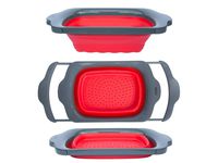 Comfify Colander Collapsible, Over the Sink Colander with Handles, Folding Strainer for Kitchen, Capacity of 6 quart, Red/Grey