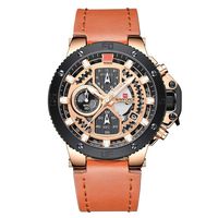 Festnight 9159 Man Quartz Watch Waterproof Outdoor Chronograph Minute Second 1/10 Second Hand Dials Hourglass Design Leather Strap Hardened Mineral Glass Male Wristwatch
