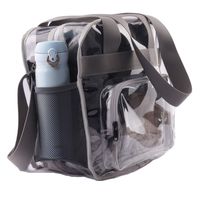 Haoguagua Heavy-Duty Clear Stadium Bag Clear Crossbody Tote Bag NFL & PGA Stadium Approved 12 x 12 x 6, with Extra Long Adjustable Shoulder Strap and Handles (Grey)