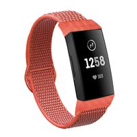VEAQEE Nylon Bands Compatible with Fitbit Charge 3 & 3 SE Women Man Soft Nylon Band Breathable Quick Release Sport Replacement Accessories Wristband, 5.3''- 8.7'' (Orange)