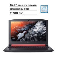 2019 Acer Nitro 5 AN515 15.6 Inch FHD Gaming Laptop (Intel Quad Core i5-8300H up to 4.0 GHz, 32GB DDR4 RAM, 512GB SSD, NVIDIA GeForce GTX 1050 Ti, Backlit Keyboard, Windows 10) (Shale Black)