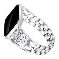 YiMiky Versa 2 Bands for Women, Stainless Steel Bracelet Straps Bling Rhinestone Jewelry Replacement Wristband Disassembly Metal Strap Compatible for Fitbit Versa/Versa 2/Versa Lite,Silver