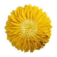JWH 3D Sunflower Accent Pillow Handmade Round Cushion Decorative Pillowcase with Pillow Insert Home Office Chair Bed Living Room Decor Gift 18 Inch / 45 cm Cotton Canvas Wool Solid Suede Yellow