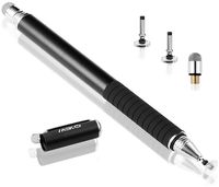 MEKO(TM) [2 in 1 Precision Series] Disc Stylus/Styli (1 Pack) for iPhone X/8/8Plus/7/7Plus and iPads,Samsung and All Other Capacitive Touch Screen Devices Bundle with 3 Replacement Tips (Black)