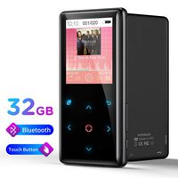 MP3 Player with Bluetooth, Wiwoo 32GB Lossless MP3 Music Player with Touch Buttons FM Radio Voice Recoder Video Play, Sports Metal MP3 Player for Running Surpport Up to 128GB