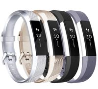 Tobfit Compatible with Alta Bands, 4 Pack, Soft TPU Classic Accessories Replacement Bands Compatible with Alta HR/Ace, Small Large (Small, Black/Silver/Champagne Gold/Grey)
