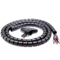 Cable Organizer Tube, TITACUTE Coiled Tube Sleeve Cable Wrap Spiral Wire Cable Management Sleeve with Cord Clips for Wall TV PC Computer Home Entertainment Black