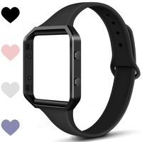 TreasureMax Compatible with Fitbit Blaze Bands for Women/Men,Soft Silicone Thin Narrow Replacement Slim Bands with Metal Frame for Fitbit Blaze.