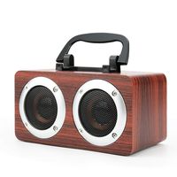 Jhua Wireless Bluetooth Speaker Double Loudspeakers Portable Speaker, Wooden Surround Speaker Support TF Card, AUX, Premium Stereo Soundbox for Home Party Office Outdoor Activities