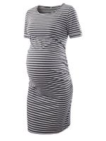 Liu & Qu Women's Maternity Bodycon Ruched Side Dress Casual Short & 3/4 Sleeve Dress for Daily Wearing Or Baby Shower