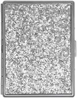 Silver Glitter Compact (9 Kings) Metal-Plated Cigarette Case & Stash Box