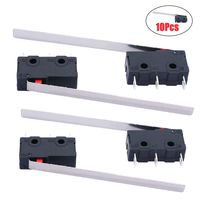 Twidec /10Pcs 5A 125 250V AC SPDT 1NO 1NC Very Long Straight Hinge Lever Arm Switch Snap Action Button Type 3 Pins Mini Micro Limit Switch KW11-3Z04