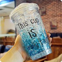 MIRUIKE Summer Ice Cup with Straws Gel Frosty Freezer Plastic Mug for Beer,juice,milkshakes and More Beverage