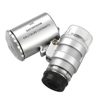 Potato001 60X Mini Pocket Microscope Loupe with UV Currency Detector 2-LED White Lights (Silver)
