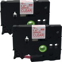 NEOUZA 2PK Compatible for Brother P-Touch Laminated TZe TZ Label Tape Cartridge 12mm x 8m (TZ-132 TZe-132 Red on Clear)