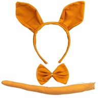 3PCs Kids Funny Rabbit Pig Wolf Kangaroo Zebra Costume Headband with Tail Tie (Kangaroo)