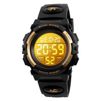 Boys Digital Watch Outdoor Sports 50M Waterproof Electronic Watches Alarm Clock 12/24 H Stopwatch Calendar Wristwatch - Gold