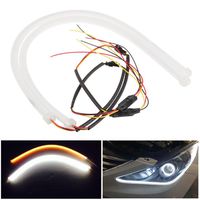 Ecosin Fashion 2X 60CM Flexible Tube Guide Car LED Strip White DRL Amber Turn Signal Light DIY
