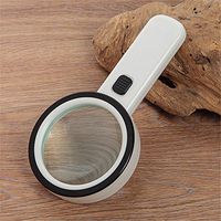 Queenie Double Floor Optical Glass Lenses 10X Zoom Loupe Jewelry Magnifying Glass ABS Frame Magnifier with 12 LED Lighting and 1 UV Lamp Check Cash