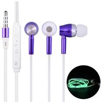 Staron Luminous Earphones with Microphone, 3.5mm in-Ear Stereo Luminous Headphone Headset Super Bass Music Earphone Earbuds (Purple)