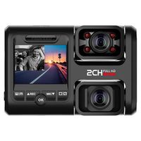 Goglor Night Vision Driving Recorder, Wireless 1080P Front and Inside, 180 Degree Wide Angle Dash Cam with Infrared and WiFi,Dash Cars Camera, Parking Monitor, Loop Recording, Motion Detection