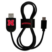 Nebraska Cornhuskers Micro USB Cable with QuikClip - Black