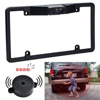 License Plate Frame Camera NoDrill - with 2 Radar Sensors BiBi Alarm, 170 Viewing Angle Reverse Camera for Parking by Makerfire