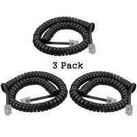 Telephone Handset Cable Cord，6Ft Modular Coiled Telephone Handset Cord for Telephone/Handset Black Curly Cord 3 Pack