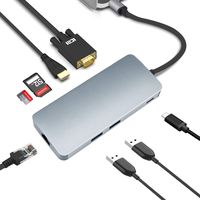 USB C Hub, Type C Hub with 4K HDMI Port, 2 USB 3.0 Ports, MicroSD/SD Card Reader, PD Port, RJ-45 Port and VGA Port for Mac Book&Type C Laptops