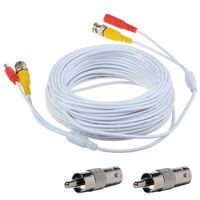 Lknewtrend 25 Feet Pre-Made All-in-One Siamese BNC Video and Power Cable Wire Cord with Two BNC to RCA Connectors for CCTV Security Camera & DVR (White)