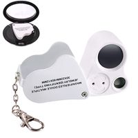 Jiusion Portable Lighted LED Illuminated Jewelry Magnifier 30X 60X Wearable Handheld Dual Lens Eye Loupe Magnifying Glasses Micro Microscope with Keychain and Lanyard
