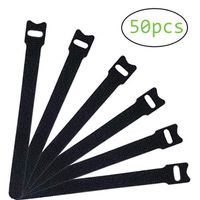 20cm50 PCS Reusable Fastening Cable Ties, cord management，cable wire fastener，velcro cable ties，cable organizer，fastening earphone cable(Black) 7.8inches