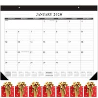 Monthly Desk Calendar 2020, Desk/Wall Calendar 16.5" x 11.4", Planner for 2020 Whole Year, Thick Paper, Smooth Writing, Large Space for Writing Notes, Ruled Blocks, Corner Protectors - Black & White