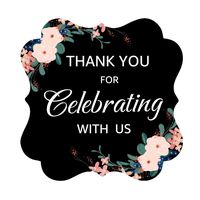 OPG Floral Garden Party Wedding Collection Adhesive Stickers,Decorative Stickers for Party Supplies,100-Pack 2"(Black Fancy Frame)