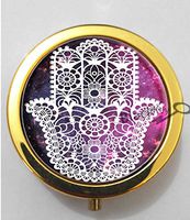 BlackKey Hamsa Hand 3-Compartment Decorative Pocket Gift Box Case Organizer for Pill, Color 2-56