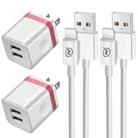 FIMARR (Pack-4) Phone Charger, 6ft Charging/Data Cable with 2.4A/5V Dual Port USB Wall Plug Compatible with Phone XS XR X, 8/7/6 Plus, SE/5S/5C, Pad Air Pro Mini (UL Certified) Red