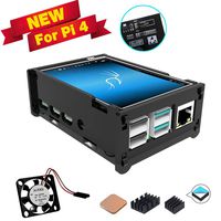 for Raspberry Pi 4 Touch Screen with Acrylic Grey Case, 3.5 inch Touchscreen with Mini Fan, 320x480 Pixel Monitor TFT LCD Game Display [Support Pi 4 & 3 B+ ]