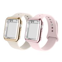 RUOQINI Smartwatch Band with Case Compatiable for Apple Watch Band, Silicone Sport Band and TPU Case for Series 4/3/2/1,Stone/Pink Sand in 40SM Size