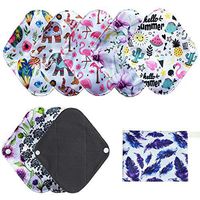 7pcs Pack Cloth Pads Including 1pc Mini Wet Bag +6pcs 8 Inch Bamboo Charcoal Cloth Menstrual Pads/Reusable Sanitary Pads/Mama Panty Liners