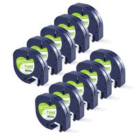 10 Pack Replace Compatible Dymo LetraTag Labeling Refills 91330 10697 (S0721510) Label Tape, Black on White Self-Adhesive Paper Tape for DYMO LetraTag Label Maker, 1/2 Inch x 13 feet, 12mm x 4m