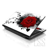 LSS 15 15.6 inch Laptop Notebook Skin Sticker Cover Art Decal Compatible with 13.3" 14" 15.6" 16" HP, Dell, Lenovo, Apple, Asus, Acer (Free 2 Wrist Pad Included) - Red Rose Floral