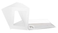 Mat Board Center, Acid-Free Pre-Cut 16x20 White Picture Mat Set. Includes a Pack of 10 White Core Bevel Cut Mattes for 11x14 Photos, Backers & Clear Bags